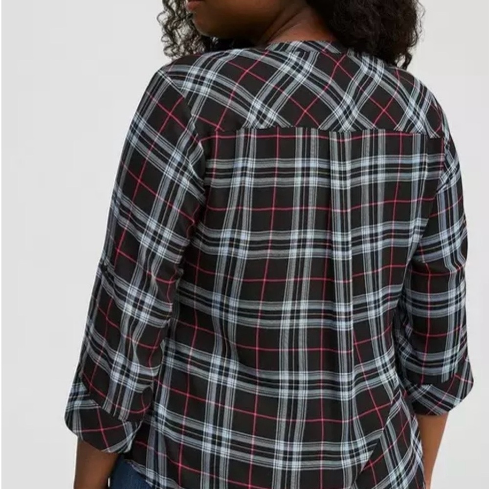 Harper Plaid Lace-Up Tunic Top - Picture 2 of 5